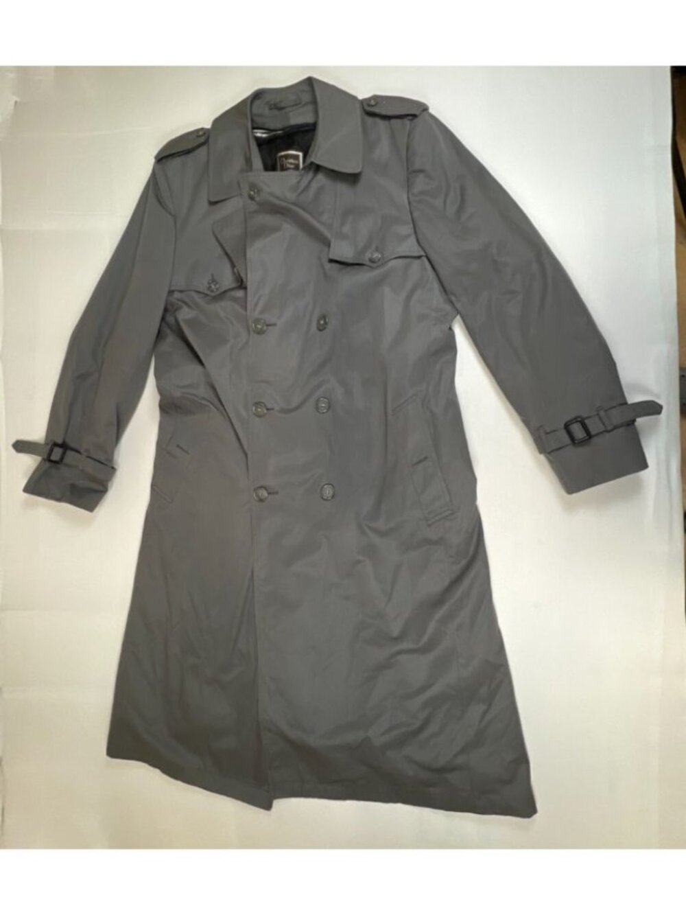 Vintage Christian Dior Monsieur Trench Coat Men's 42L Gray Wool Lined Belted